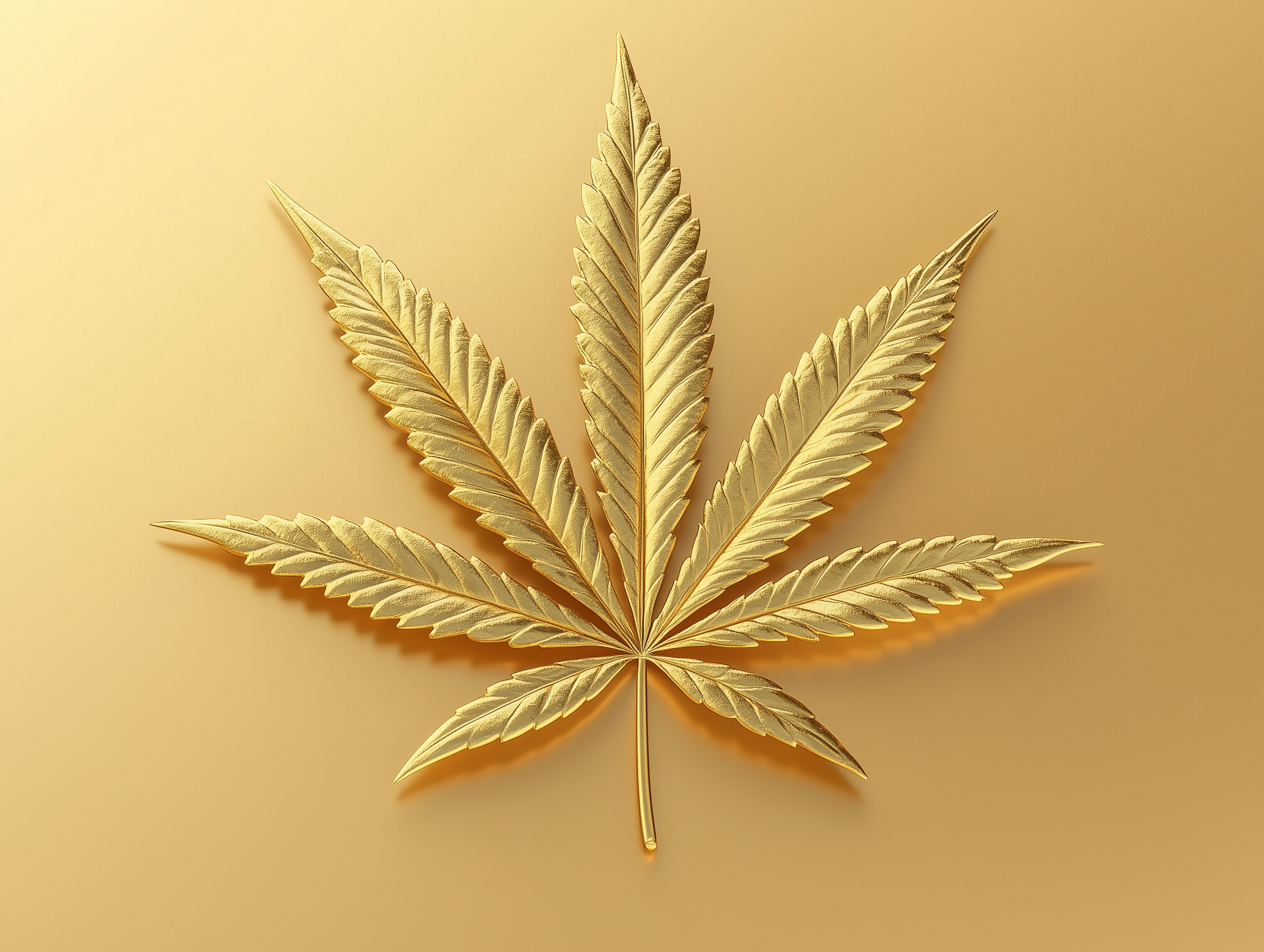 luxury golden cannabis leaf on a matching gold background